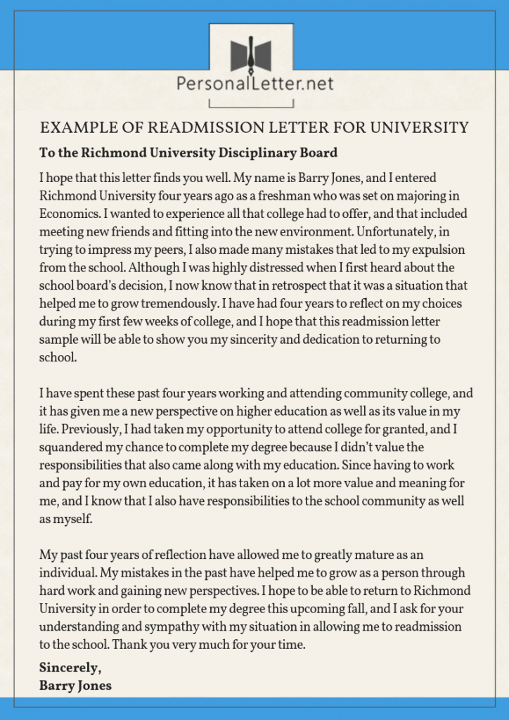 Readmission Letter for University Secrets to Be Accepted