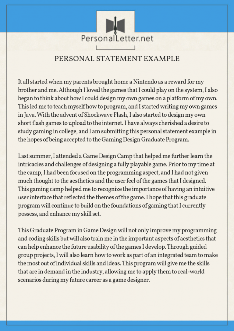 meaning of the word personal statement