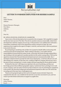 winning letter to former employer for rehire sample